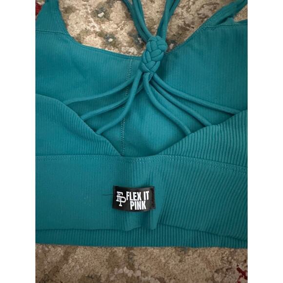 Flex It Pink Green Sports Bra Size Medium - Picture 2 of 6